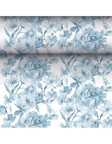 Caminho de mesa papel decorado rosas azul Royal Collection 24 m x 40cm