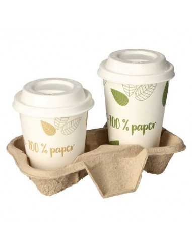 Bandejas cartón transporte vasos café To Go marrón