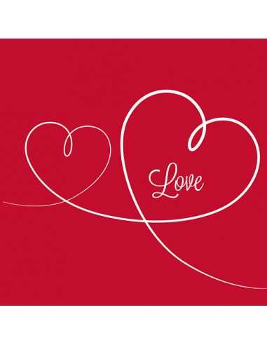 Servilletas de papel impresas Love color rojo 33 x 33 cm