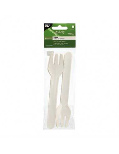 Tenedores de papel blanco compostables 15,5cm Pure