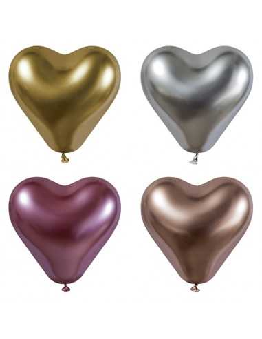 Balões de coração cores metalicas Ø 28 cm