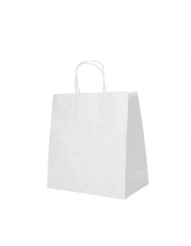 Bolsas de papel blanco con asa retorcida comercio 27 x 32 x 17 cm