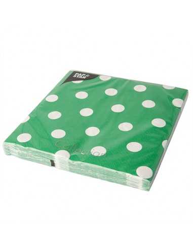 Guardanapos de papel decorados Dots verde 40 x 40 cm
