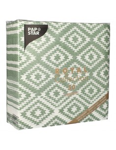 Servilletas de papel decoradas Royal Collection 40 x 40 cm verde "Ethnic Look"