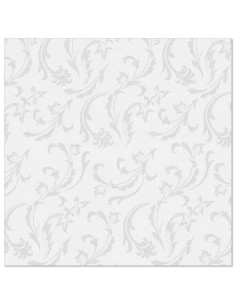 Servilletas de papel decoradas Royal Colection blanco 40 x 40 cm Damascato