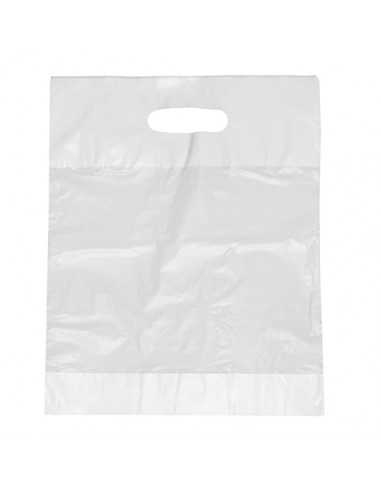Bolsas de plástico reciclado con asa color  blanco 50 x 45 x 8 cm