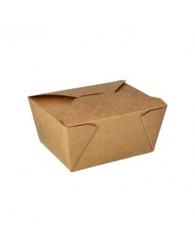 Cajas comida para llevar tapa integrada cartón kraft 750 ml Pure