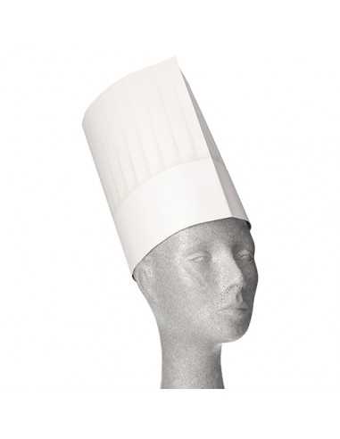 Barrete de cozinheiro branco crepe 23 cm x 32,5 cm branco "Burgund" Tamanho ajustável