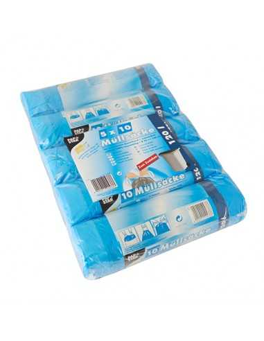 Sacos para lixo com cordãoplástico HDPE 120 l azul
