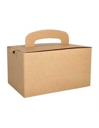 Cajas para transporte menús cartón kraft con asa 15,5 x 22,5 x 12,5cm