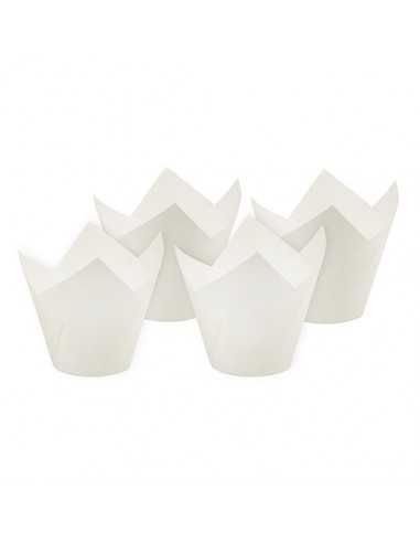 Moldes magdalenas papel blanco forma tulipa Ø 5 x 8,5 cm