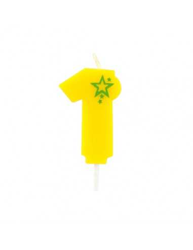 Velas de aniversário número 1 mini cor amarelo 6,8 cm