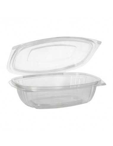 Saladeiras bioplástico com tampa articulada PLA transparente Pure 750 ml
