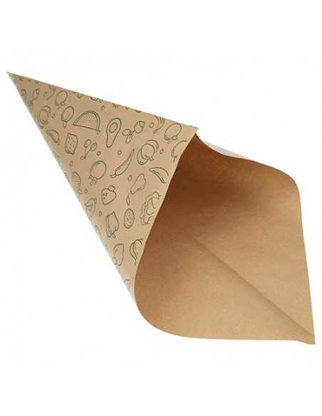 Bolsas cónicas de papel impresas frutería marrón 1500gr