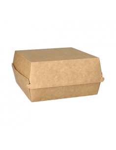 Cajas para hamburguesa grande cartón marrón 14,5 x 14,5 x 7,5 cm