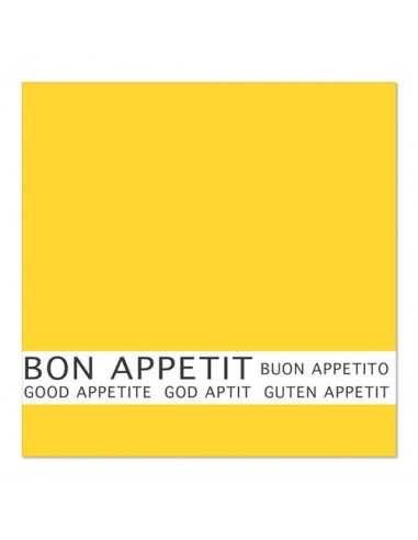 Servilletas papel amarillo impresa Bon Appetit 33 x 33 cm