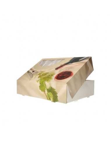 Cajas transporte catering cartón y ventana compostable PLA