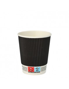 Vasos café cartón ondulado de color negro To Go 200ml