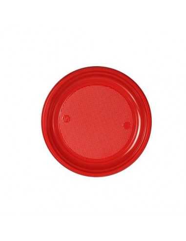 Pratos de plástico redondo cor vermelho Ø 23 cm