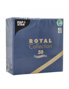 Servilletas papel aspecto tela color azul oscuro Royal Collection 33 x 33 cm