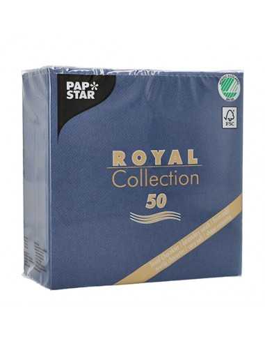 Guardanapos papel aparência tecido Royal Collection 33 x 33 cm azul escuro