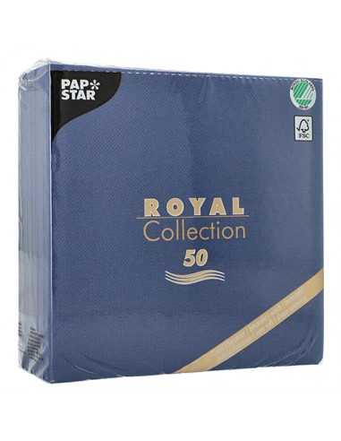 Servilletas papel aspecto tela azul oscuro Royal Collection 40 x 40 cm