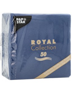 Servilletas papel aspecto tela color azul oscuro Royal Collection 25 x 25cm