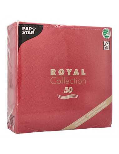 Servilletas papel aspecto tela color burdeos Royal Collection 40 x 40 cm