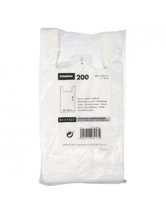 Bolsas de compra plástico blanco camiseta 60 x 30 x 18cm