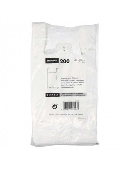 Bolsas de compra plástico blanco camiseta 50 x 26 x 16 cm