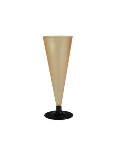 Copas cava de plástico glaseado color oro pie negro 2 piezas 100ml