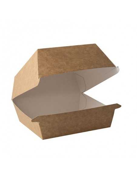 Cajas para hamburguesa extra grande cartón marrón 14,5 x 14,5 x 10 cm