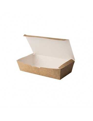 Cajas almuerzo cartón con tapa integrada  20 x 10 cm