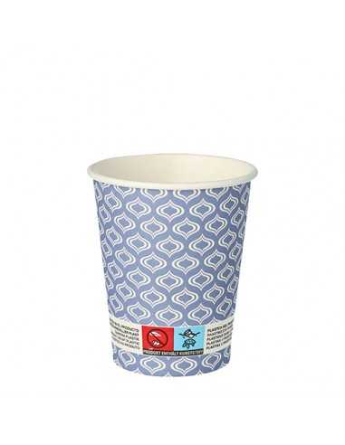 Vasos de cartón para café decorados color azul 200ml