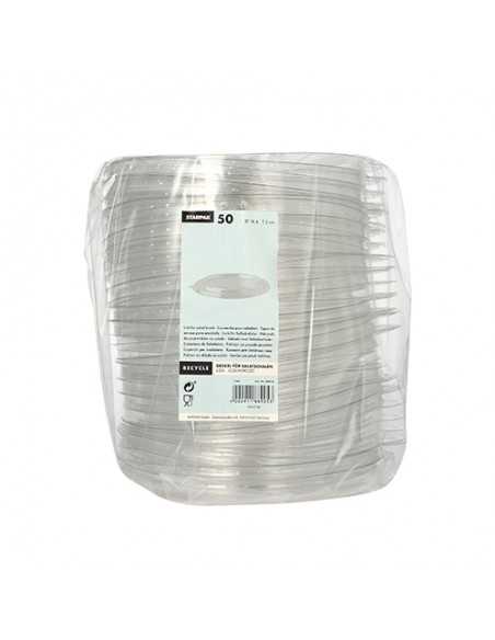 Tapas redondas plástico transparente para ensaladeras cartón Ø 18,4 cm