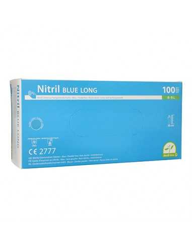 Guantes de nitrilo largos color azul...
