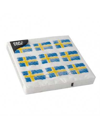 Guardanapos de papel decorados bandeiras Suécia 33 x 33 cm