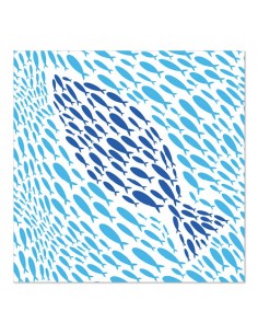 Servilletas de papel decoradas peces color azul 33 x 33 cm