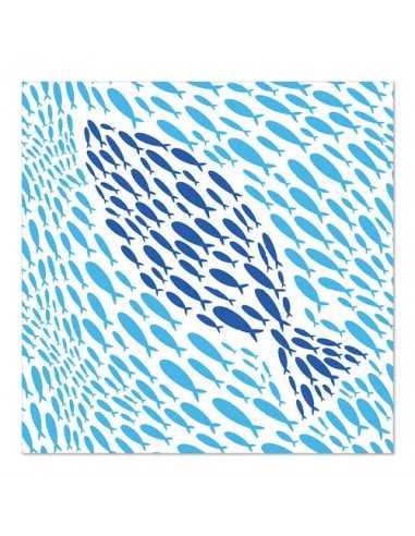 Servilletas de papel decoradas peces color azul 33 x 33 cm