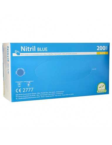 Guantes de nitrilo color azul sin talco talla S