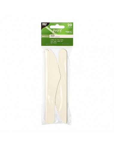 Cuchillos de papel color blanco compostables 15,8 cm Pure