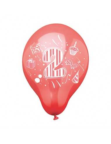 Balões aniversário com número 2 cores sortidas Ø 25 cm