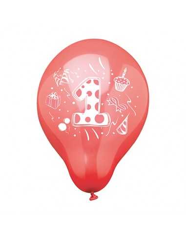 Balões aniversário com número 1 cores sortidas Ø 25 cm