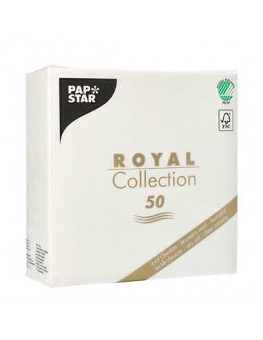 Guardanapos papel aparência tecido cor branco Royal Collection 33 x 33 cm
