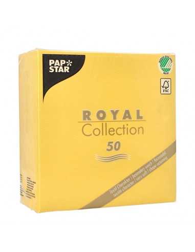 Guardanapos papel aparência de tecido cor amarelo Royal Collection 40 x 40 cm