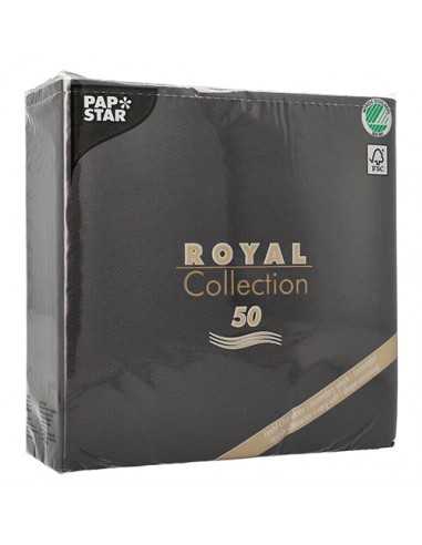 Guardanapos papel aparência de tecido cor preto Royal Collection 40 x 40 cm