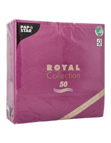 Servilletas papel aspecto tela color morado Royal Collection 40 x 40 cm