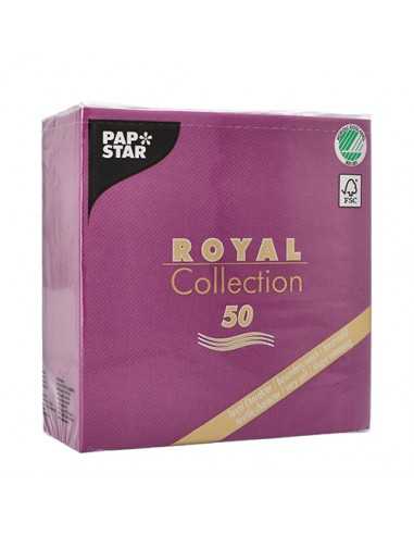 Guardanapos papel aparência tecido cor roxo 33 x 33 cm Royal Collection