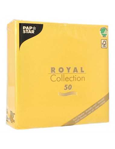 Guardanapos papel aparência tecido cor amarelo Royal Collection 40 x 40 cm