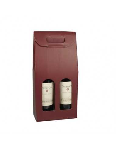 Caixas para garrafas de vinho em cartão bordeau 37,5 x 18 x 9 cm